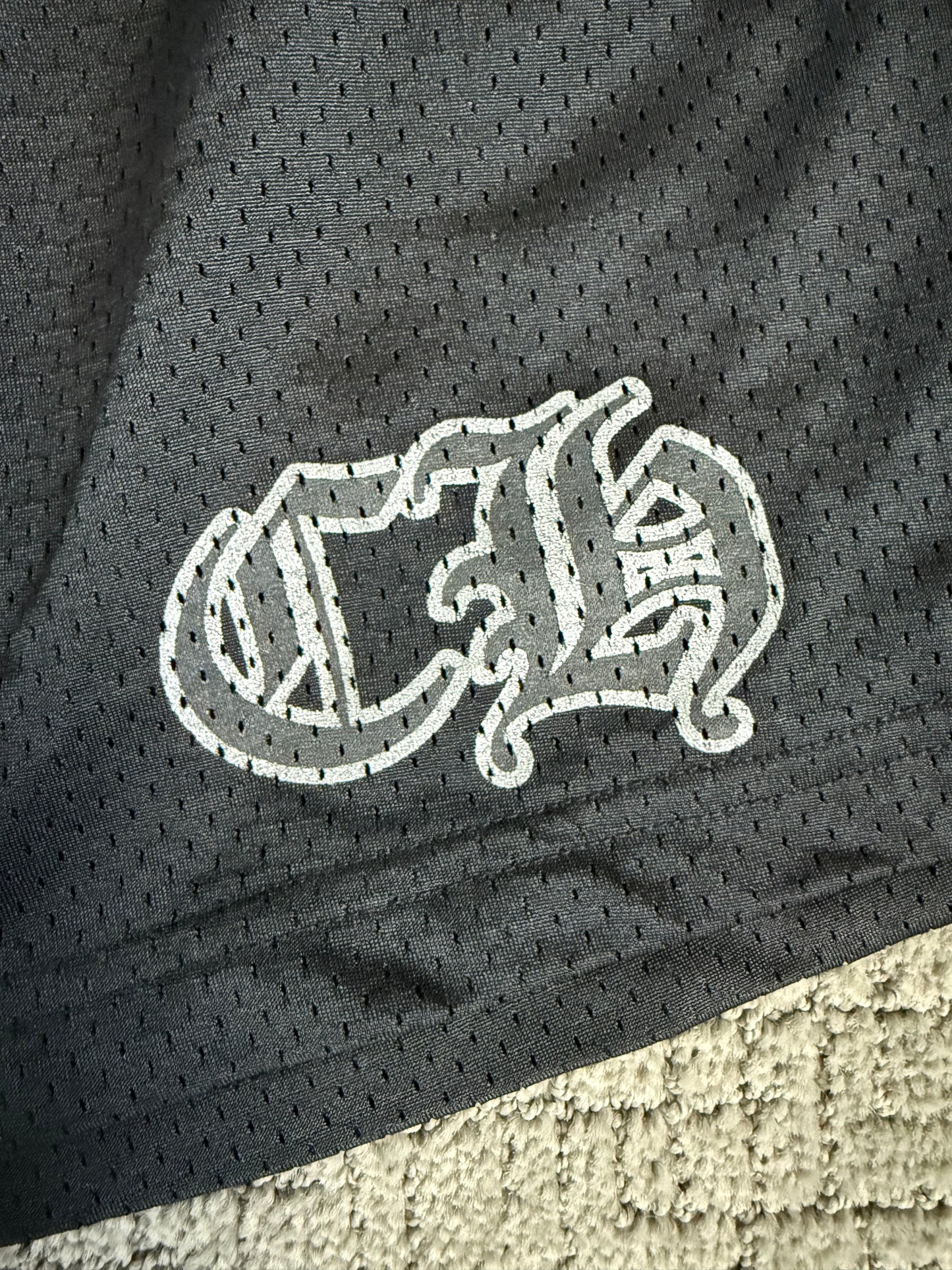Chrome Hearts Stadium Mesh Jersey Shorts Black Silver