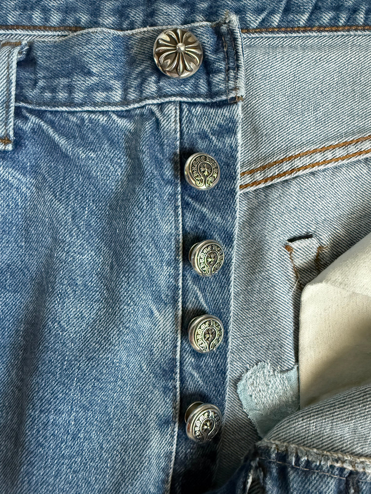 Chrome Hearts 501 Redline Levis Cross Pants Jeans Blue