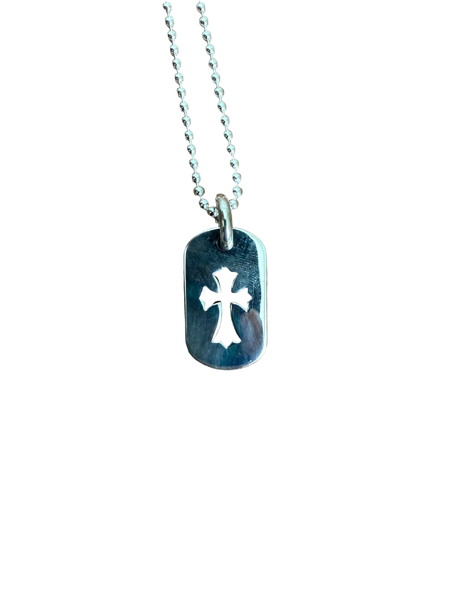 Chrome Hearts Cross Cut Out Dog Tag Silver Small Pendant