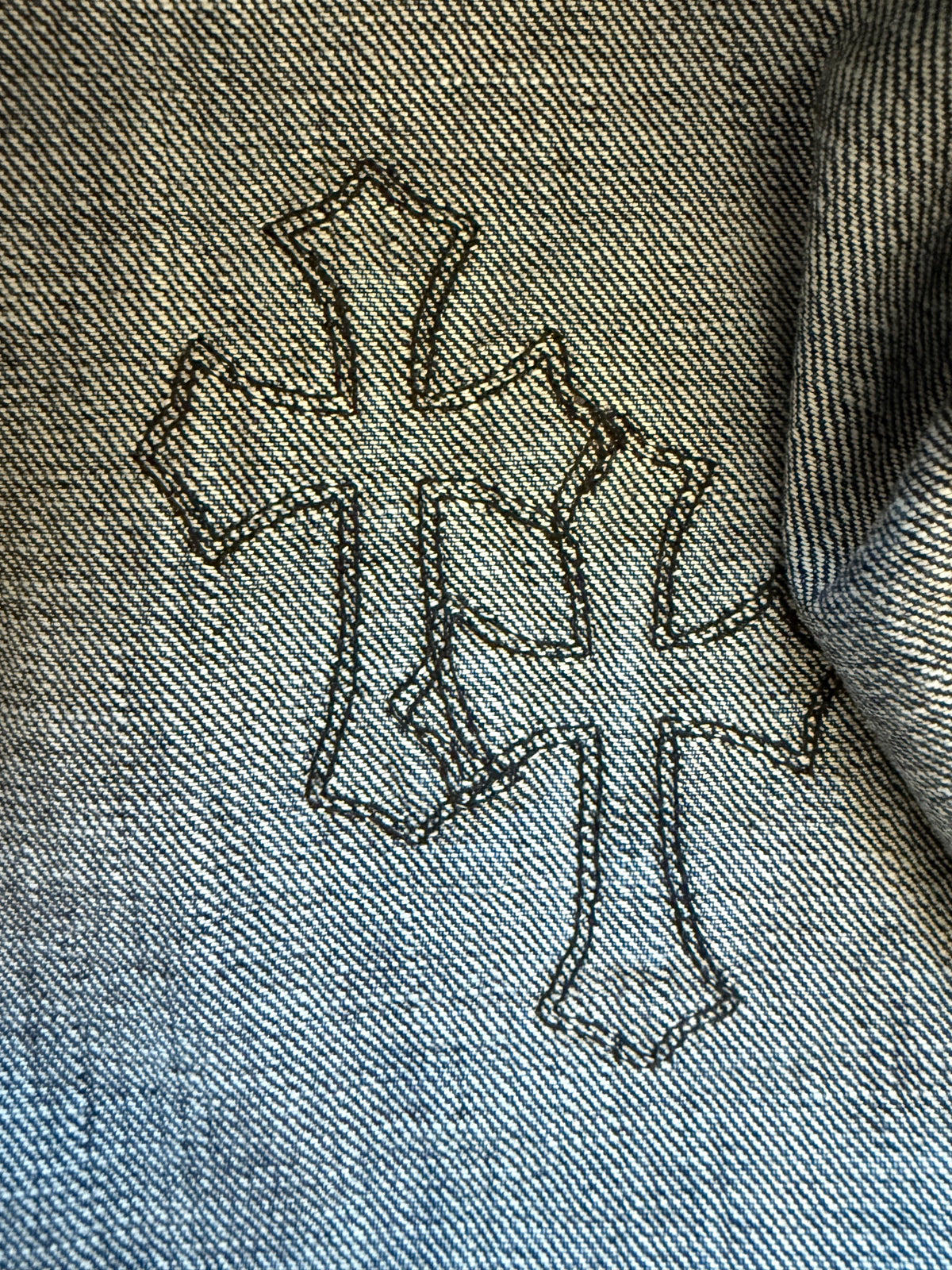 Chrome Hearts Loose Ends Cross Patch Denim Button Up