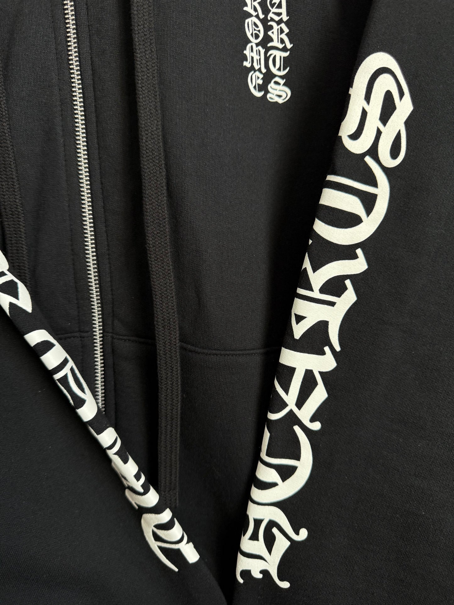 Chrome Hearts Verical Logo Zip Up Hoodie Black