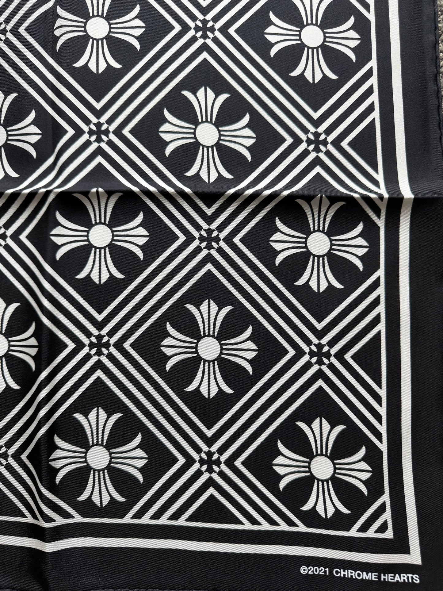 Chrome Hearts Plus Crosses Silk Scarf Black