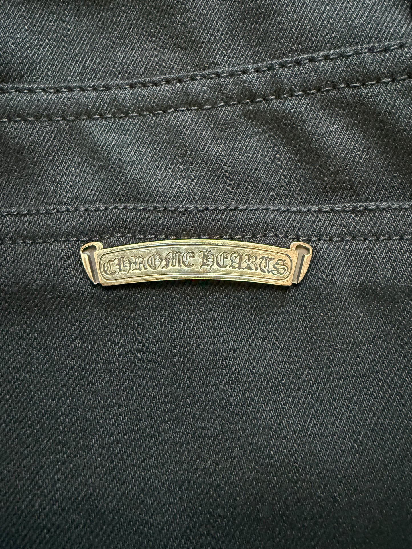 Chrome Hearts Fleur Knee Raw Denim Jeans Black