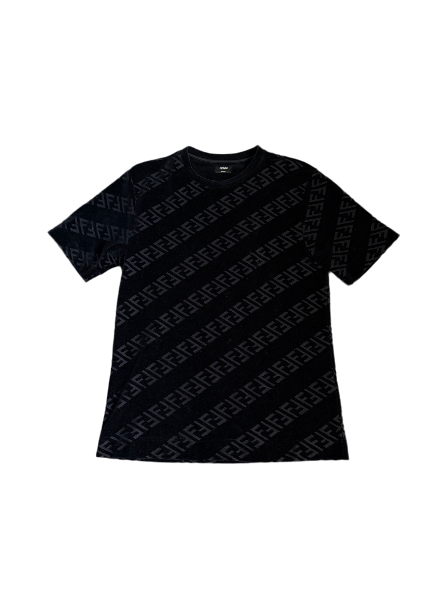 Fendi Velvet Diagonal Mongram SS T-Shirt Black