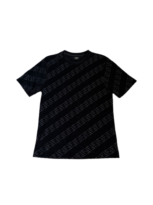 Fendi Velvet Diagonal Mongram SS T-Shirt Black