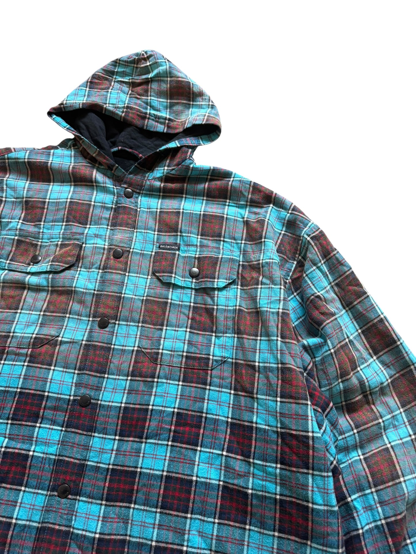 Balenciaga Bleached Flannel Hooded Jacket