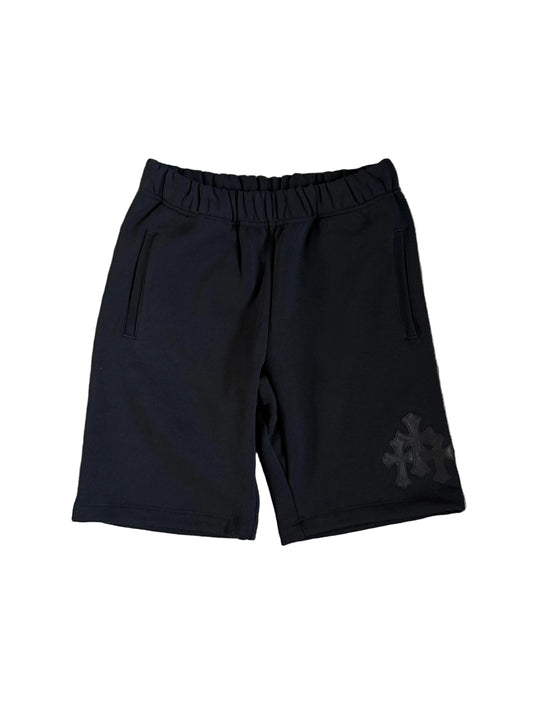 Chrome Hearts Leather Triple Cross Paper Jam Zip Up Sweatshorts Black