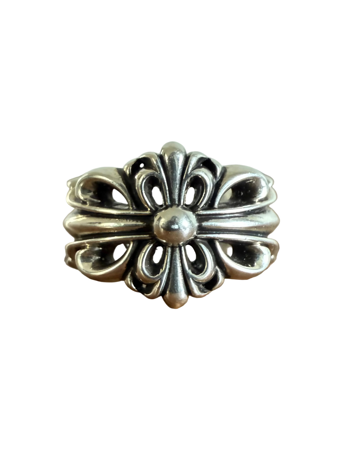 Chrome Hearts Double Floral Silver Ring