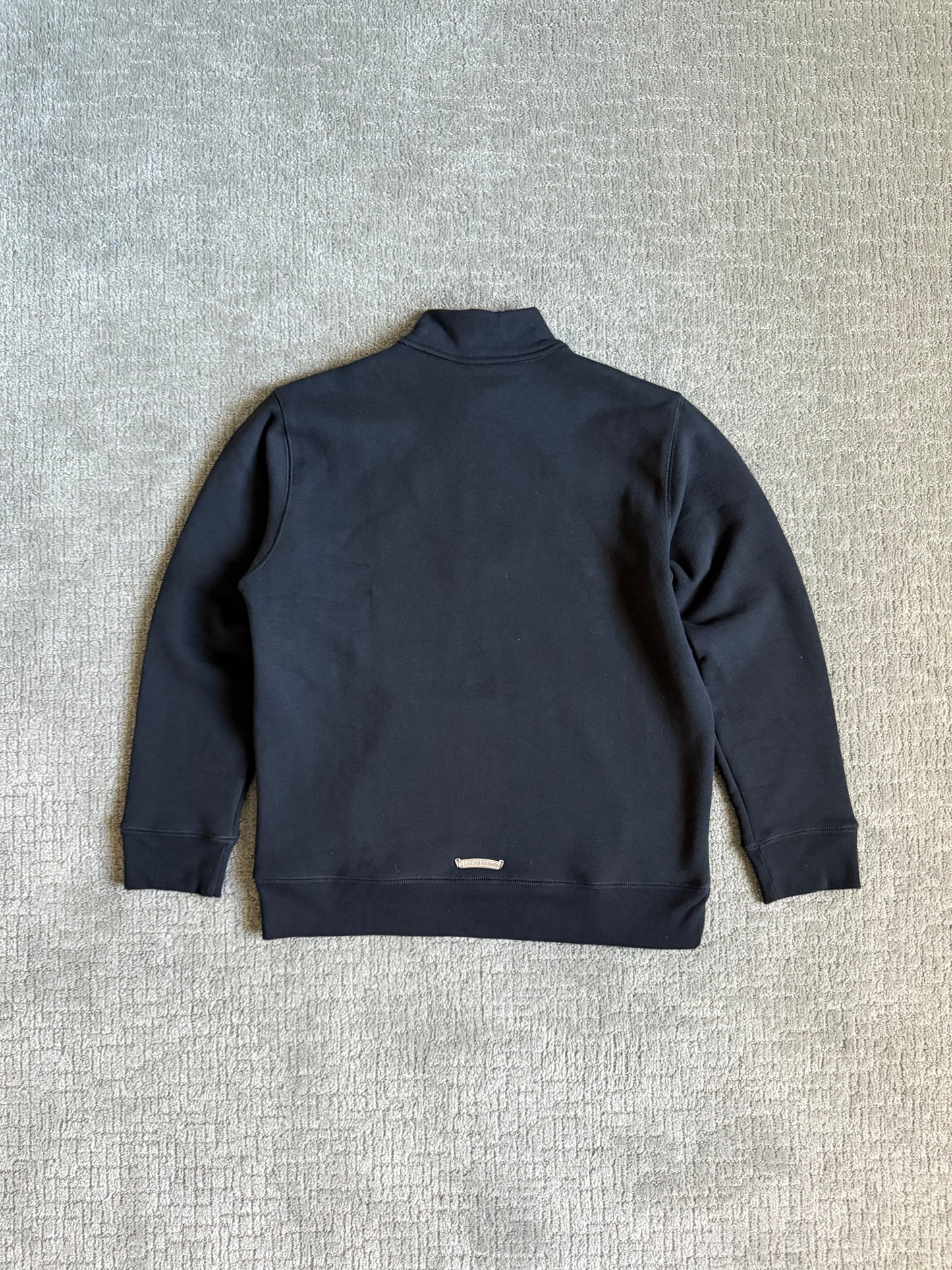 Chrome Hearts Leather Triple Cross Paper Jam 1/4 Zip Sweater Black