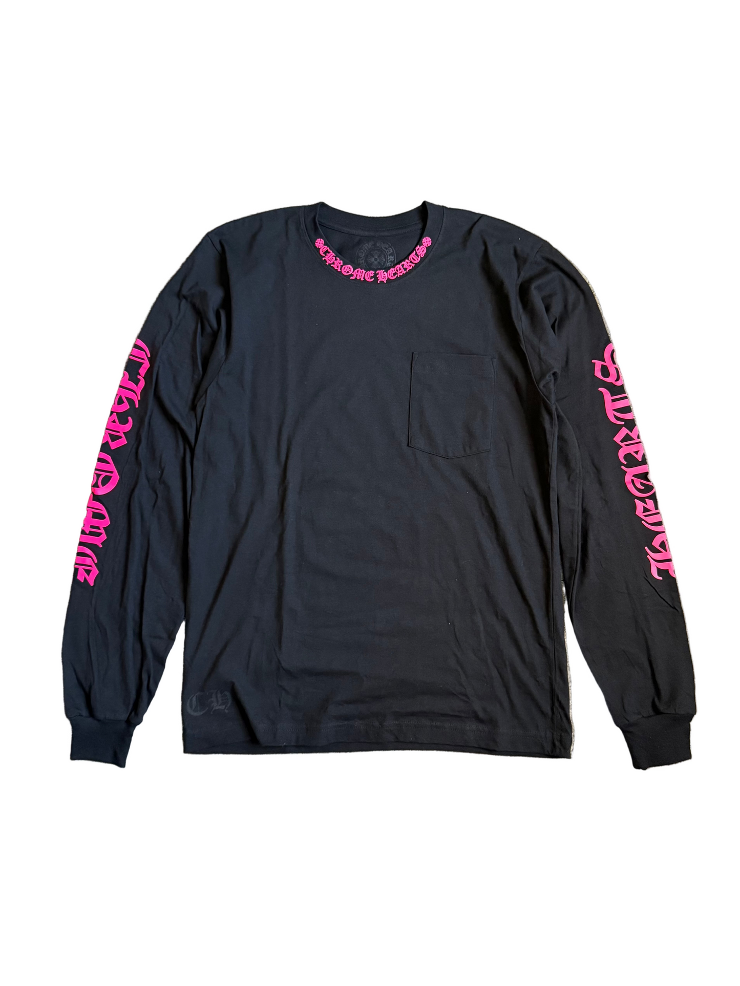 Chrome Hearts Neck Logo LS T-Shirt Black Pink