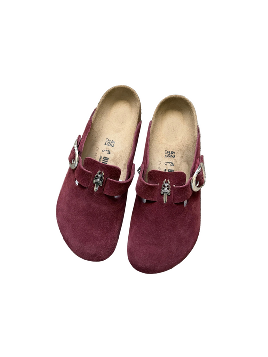 Chrome Hearts Birkenstock Boston with Dagger Embellishment Burgundy