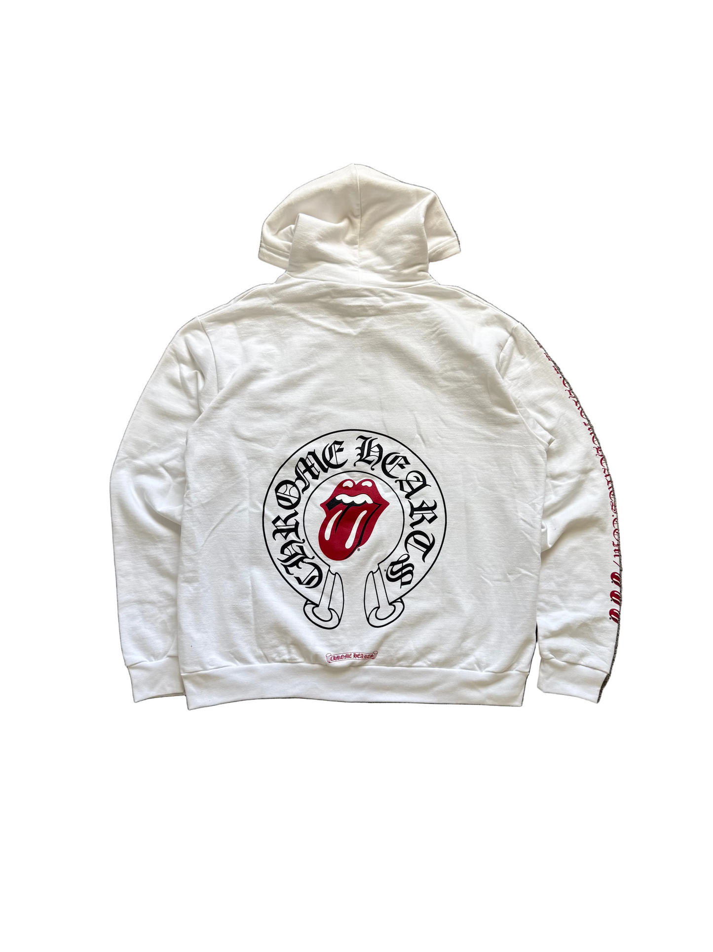 Chrome Hearts Rolling Stones Horseshoe Pullover Hoodie White Red