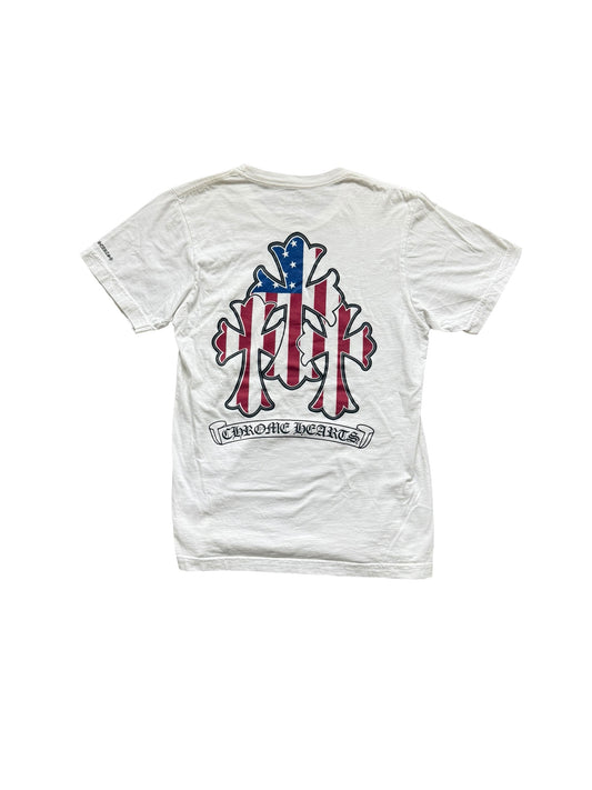 Chrome Hearts USA Flag Cemetery SS T-Shirt White