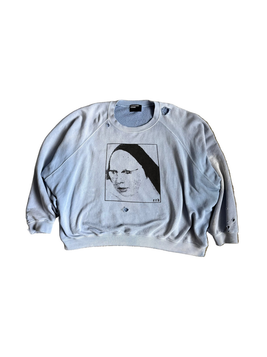 ERD Singing Nun Raglan Crewneck Sweatshirt Blue