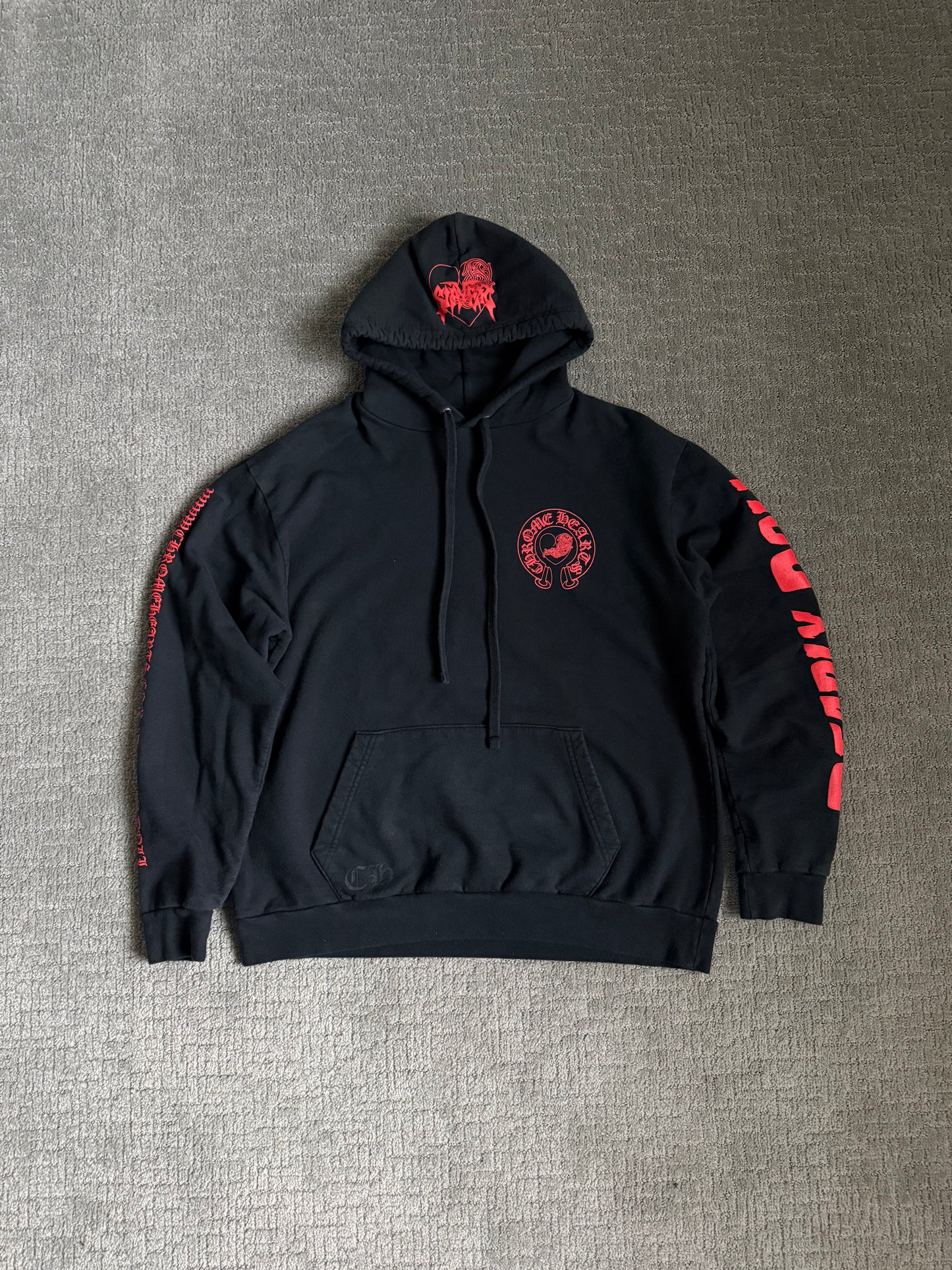 Chrome Hearts Deadly Doll Horseshoe Pullover Hoodie Black Red