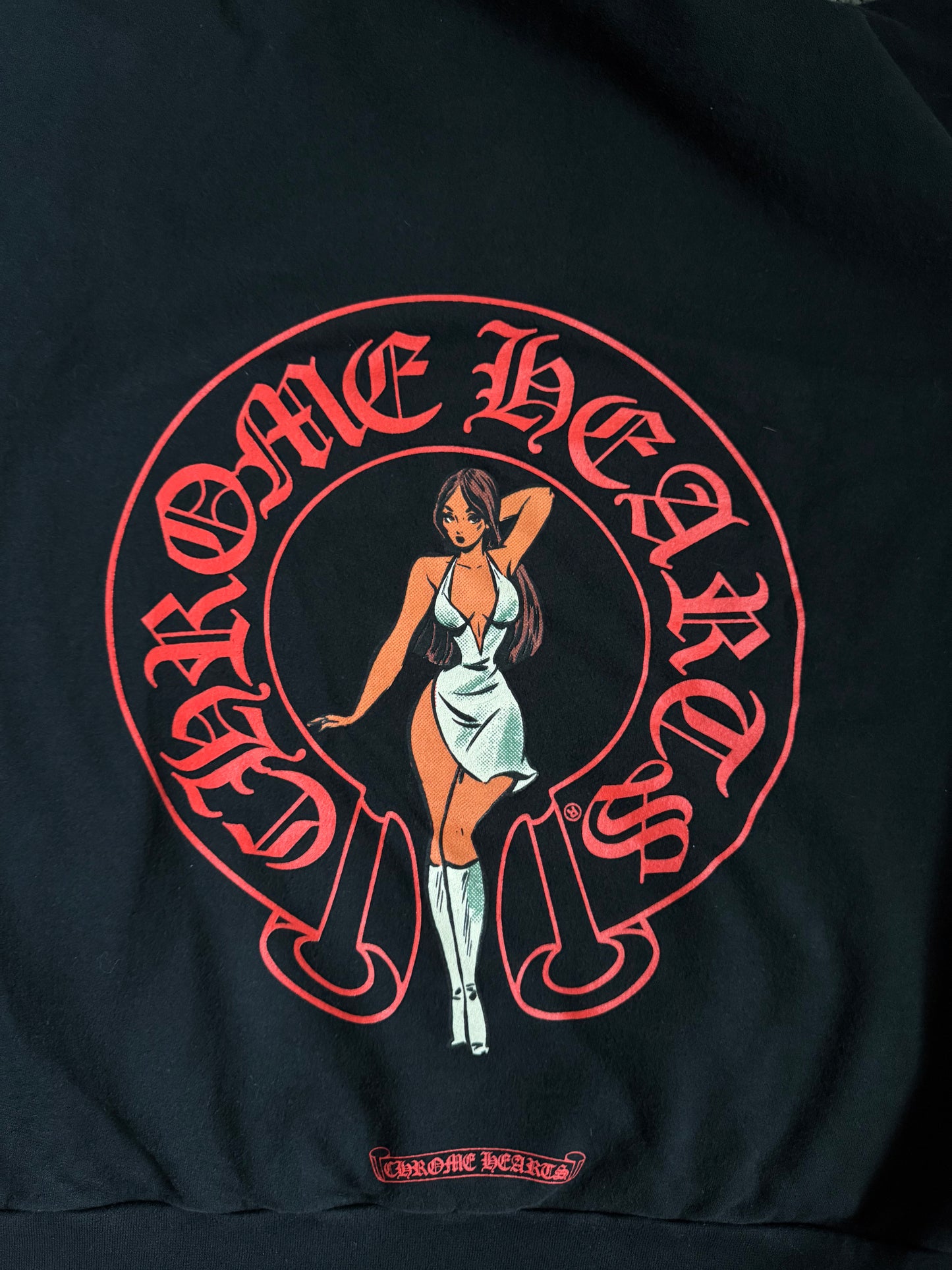 Chrome Hearts Deadly Doll Horseshoe Pullover Hoodie Black Red