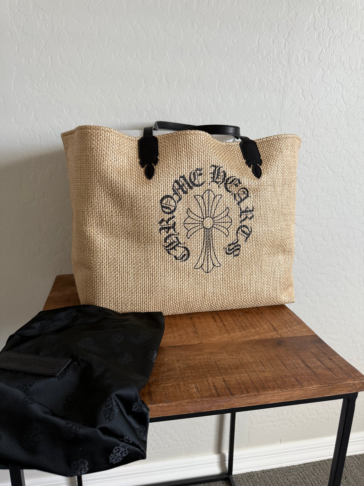 Chrome Hearts Cross Logo Straw Beach Bag Medium