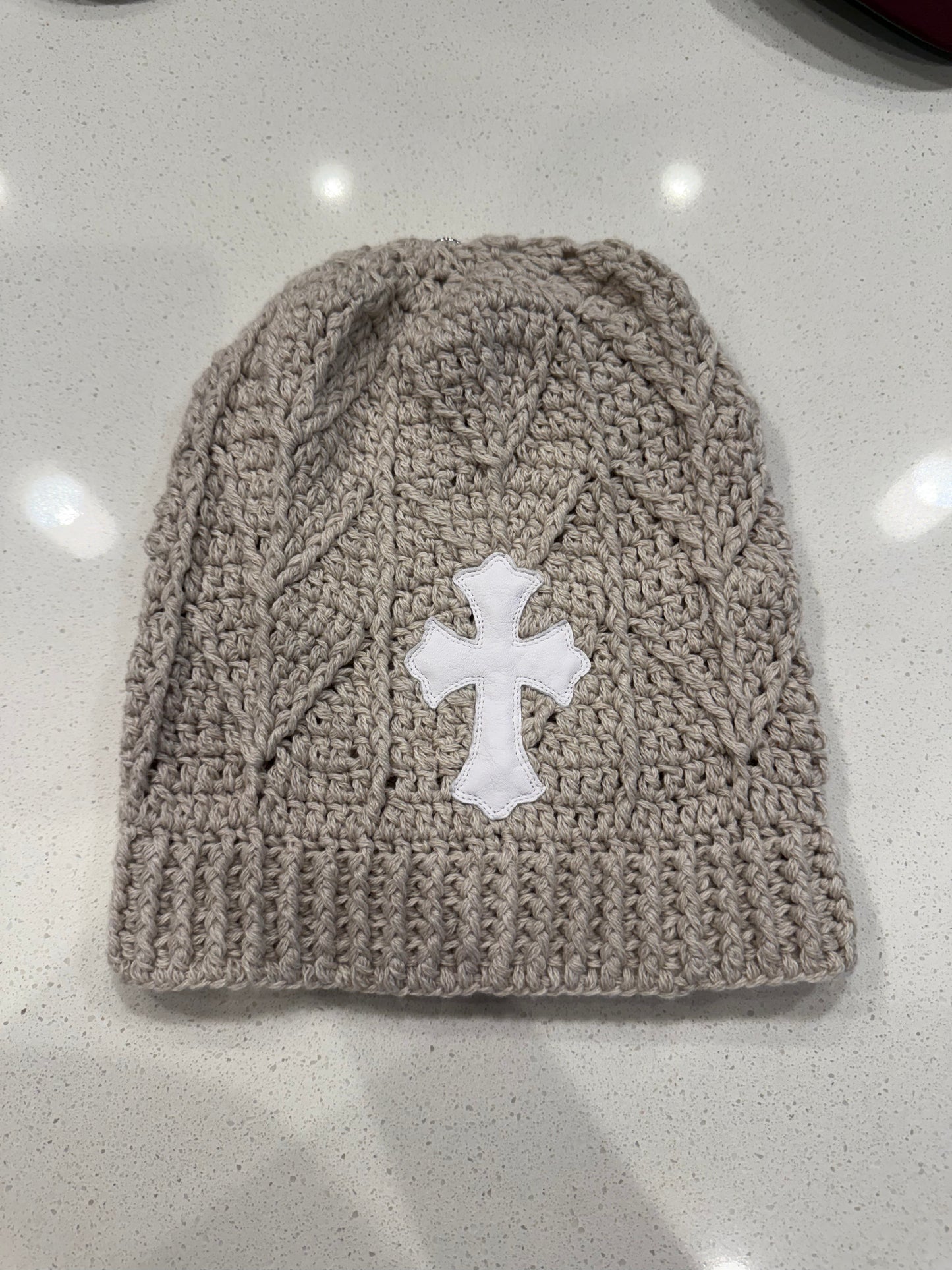 Chrome Hearts Cross Patch Cashmere Beanie Cream/White