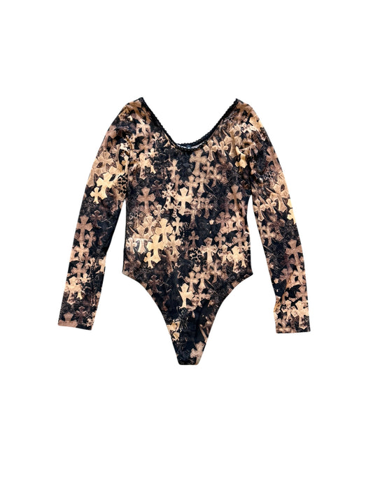 Chrome Hearts Waterfall Cross Sheer Mesh Bodysuit