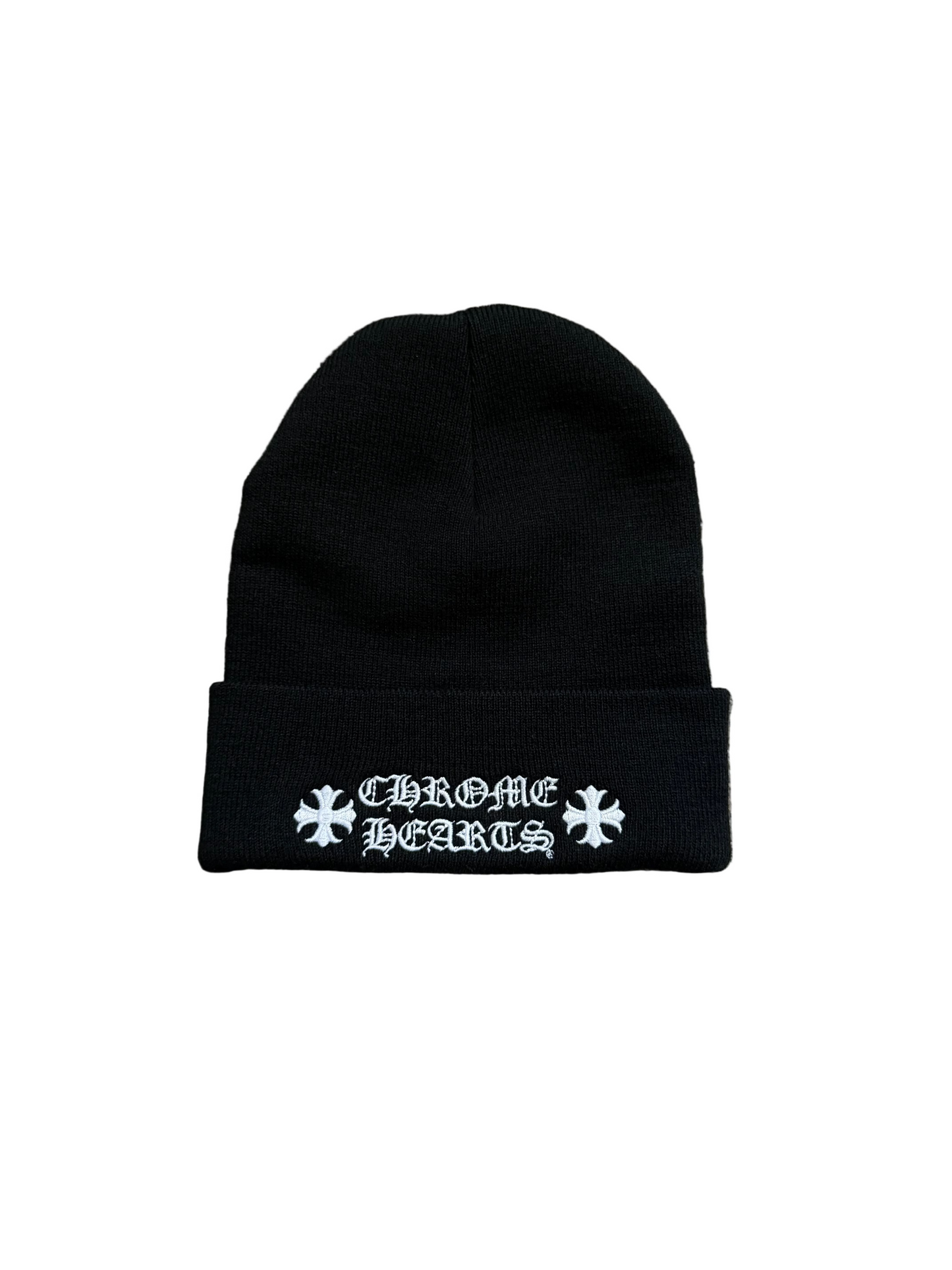 Chrome Hearts Plus Cross Logo Beanie Black White