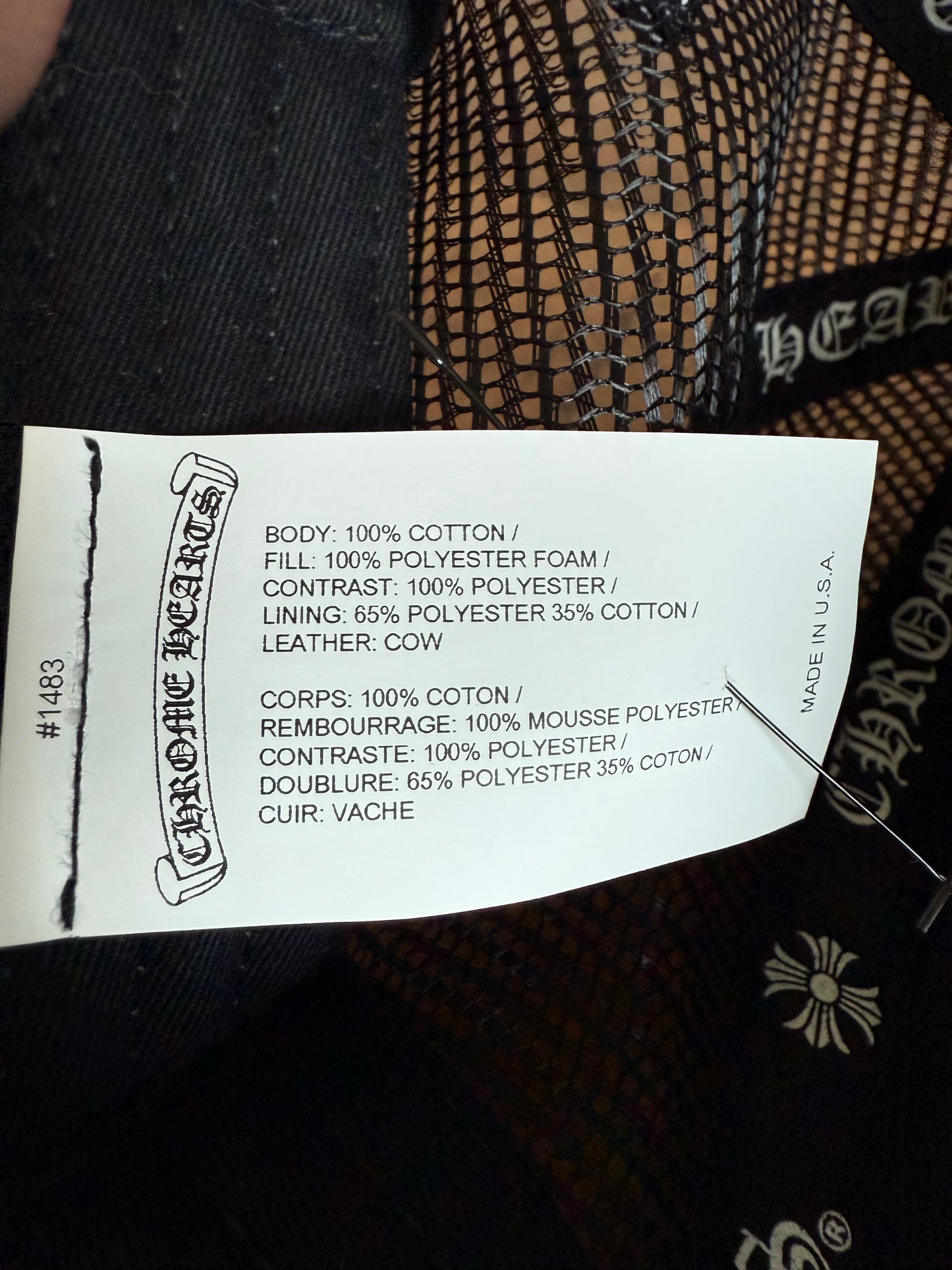 Chrome Hearts Camo Cemetery Leather Cross Patch Trucker Black