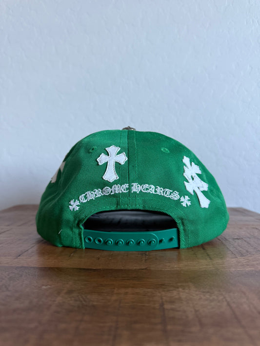 Chrome Hearts Cross Patch CH Snapback Hat Green/White