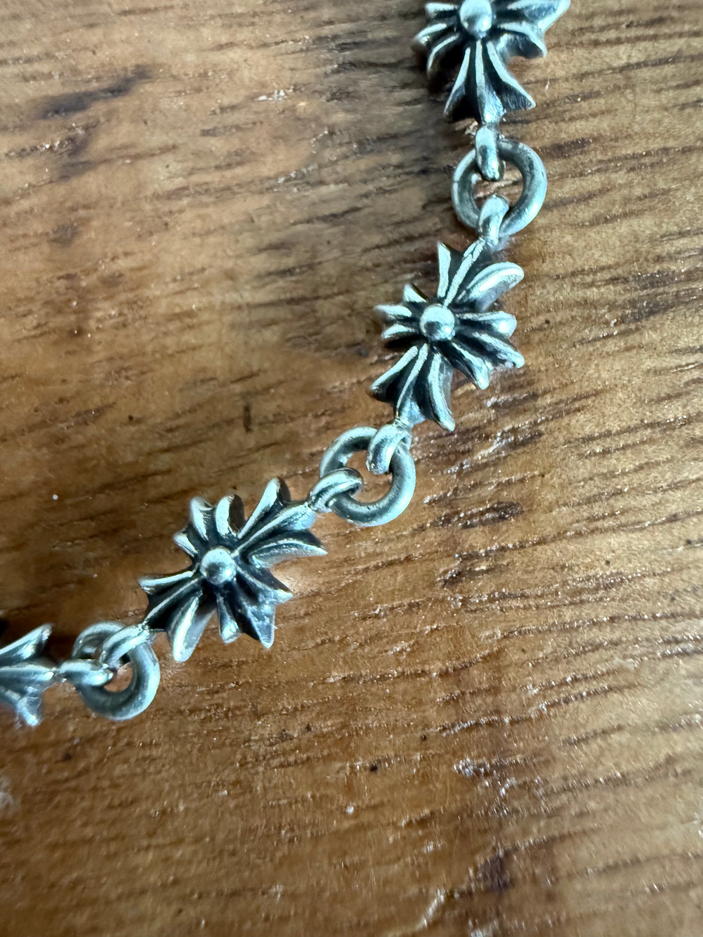 Chrome Hearts Tiny E Cross Bracelet 13 Link Silver