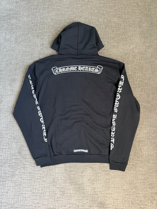 Chrome Hearts Scroll Logo Zip Up Hoodie Black
