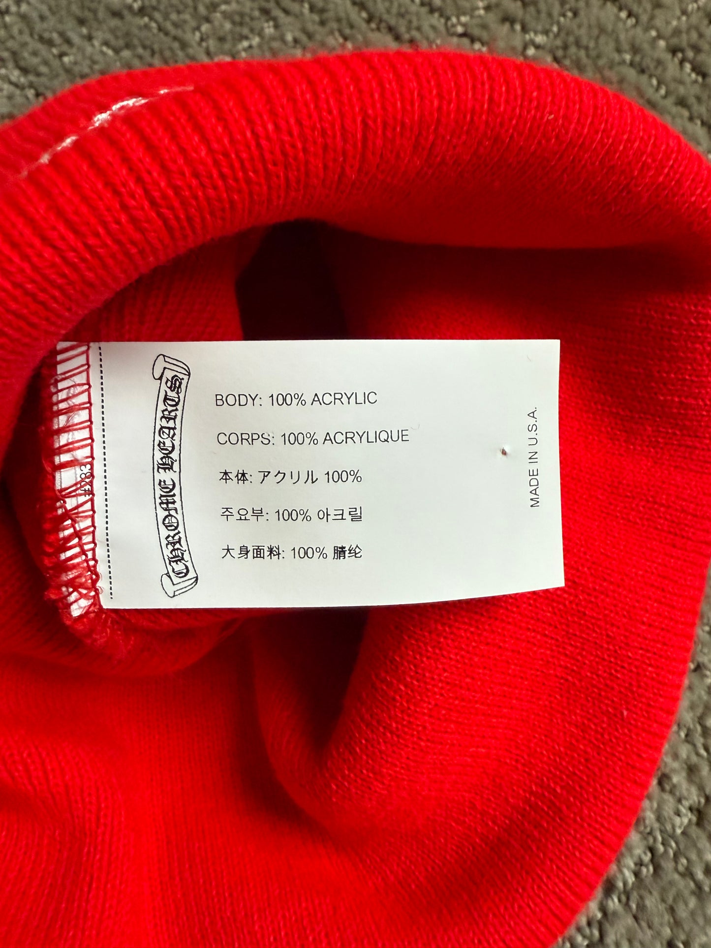 Chrome Hearts Logo Embroidery Beanie Red/White