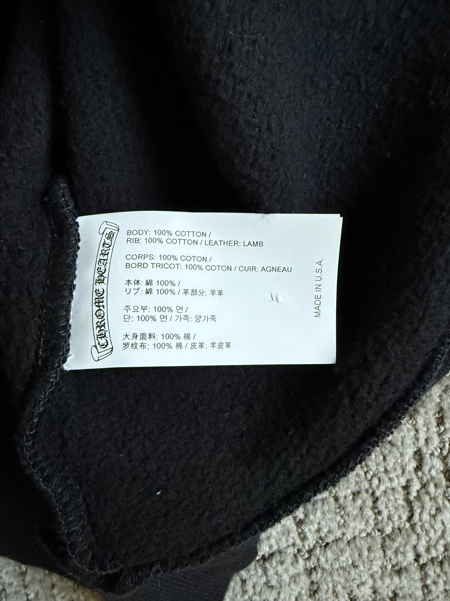 Chrome Hearts Leather Triple Cross Paper Jam 1/4 Zip Sweater Black