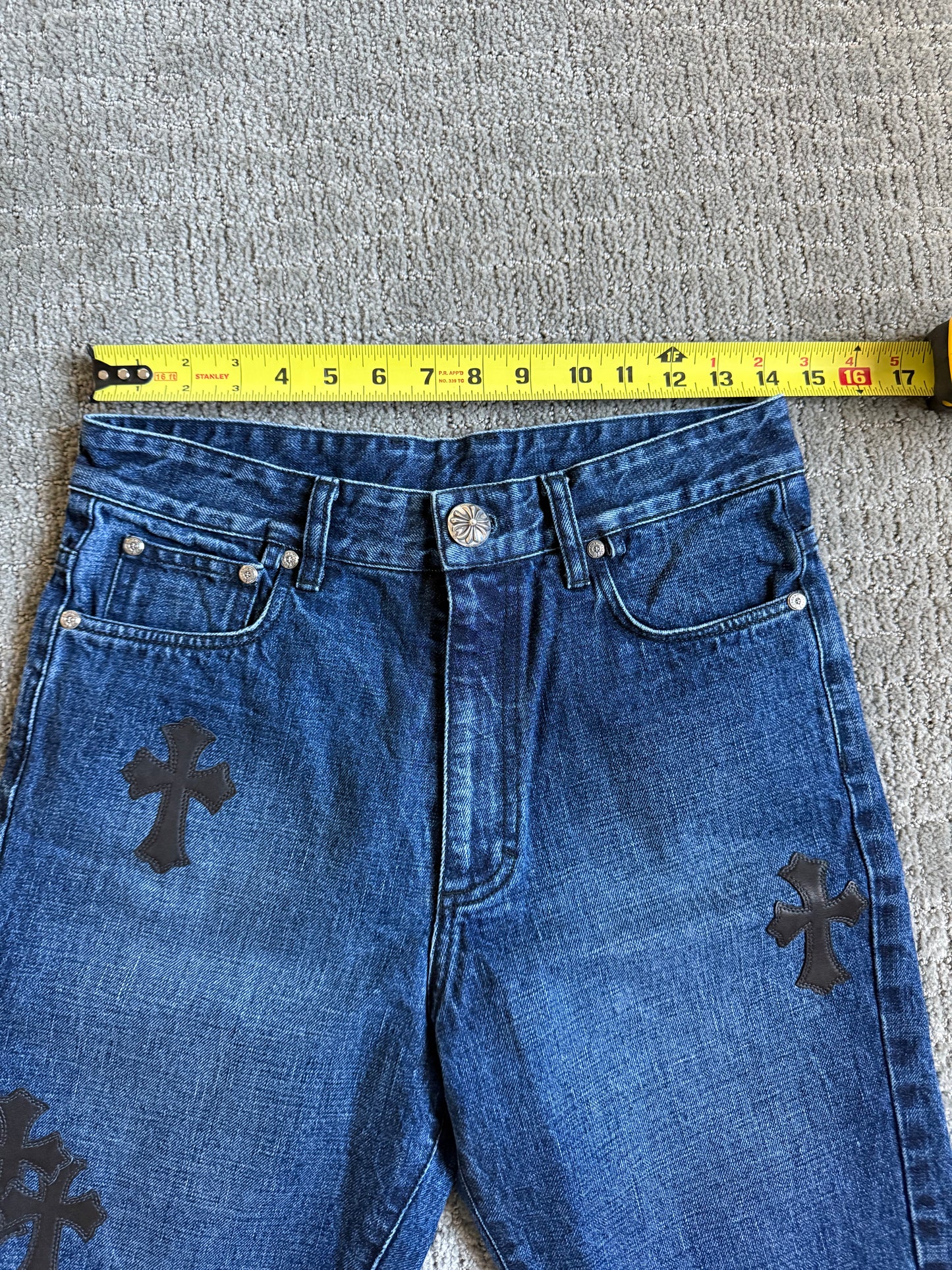 Chrome Hearts Cross Patch Denim Shorts Blue
