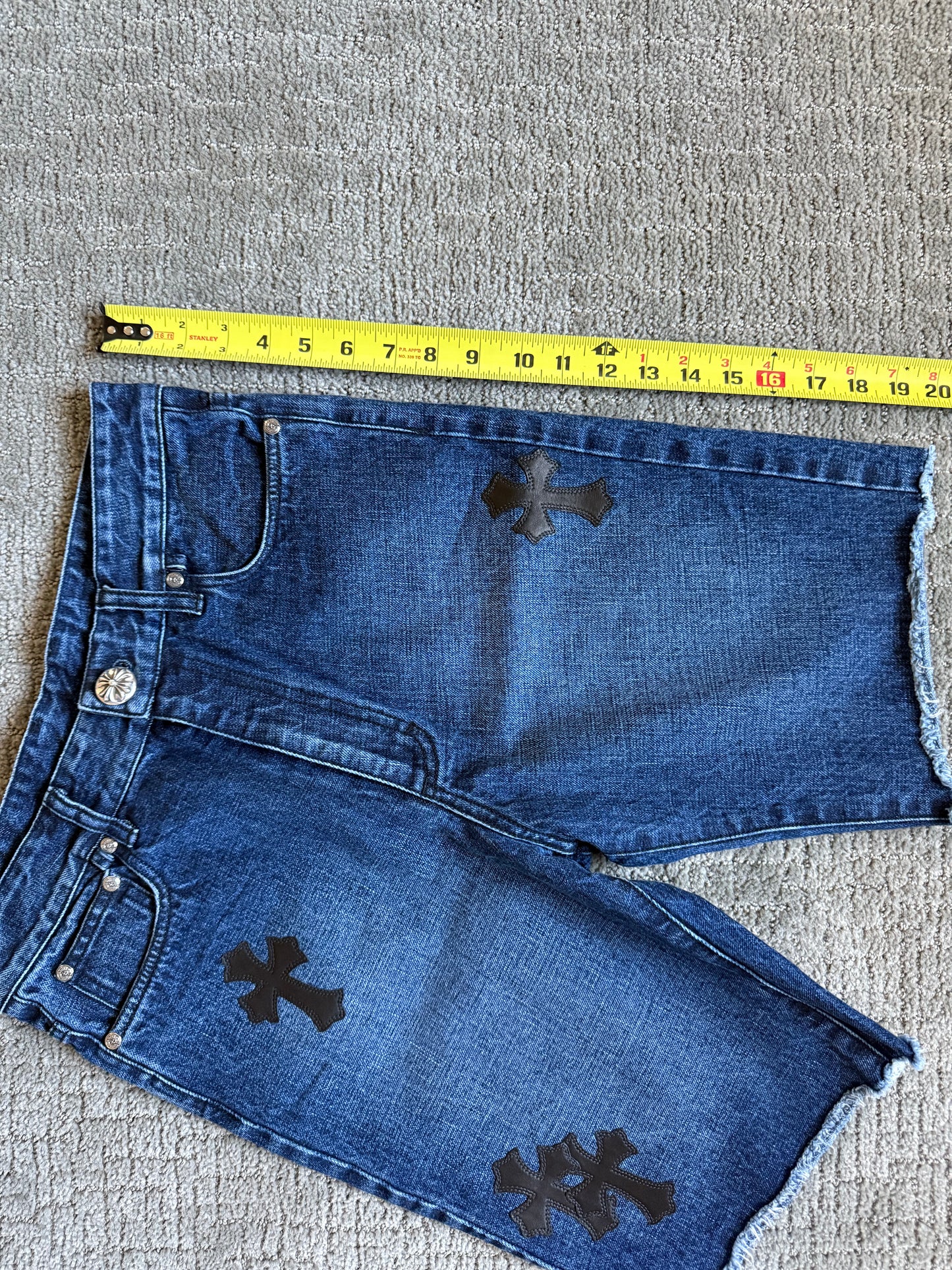 Chrome Hearts Cross Patch Denim Shorts Blue