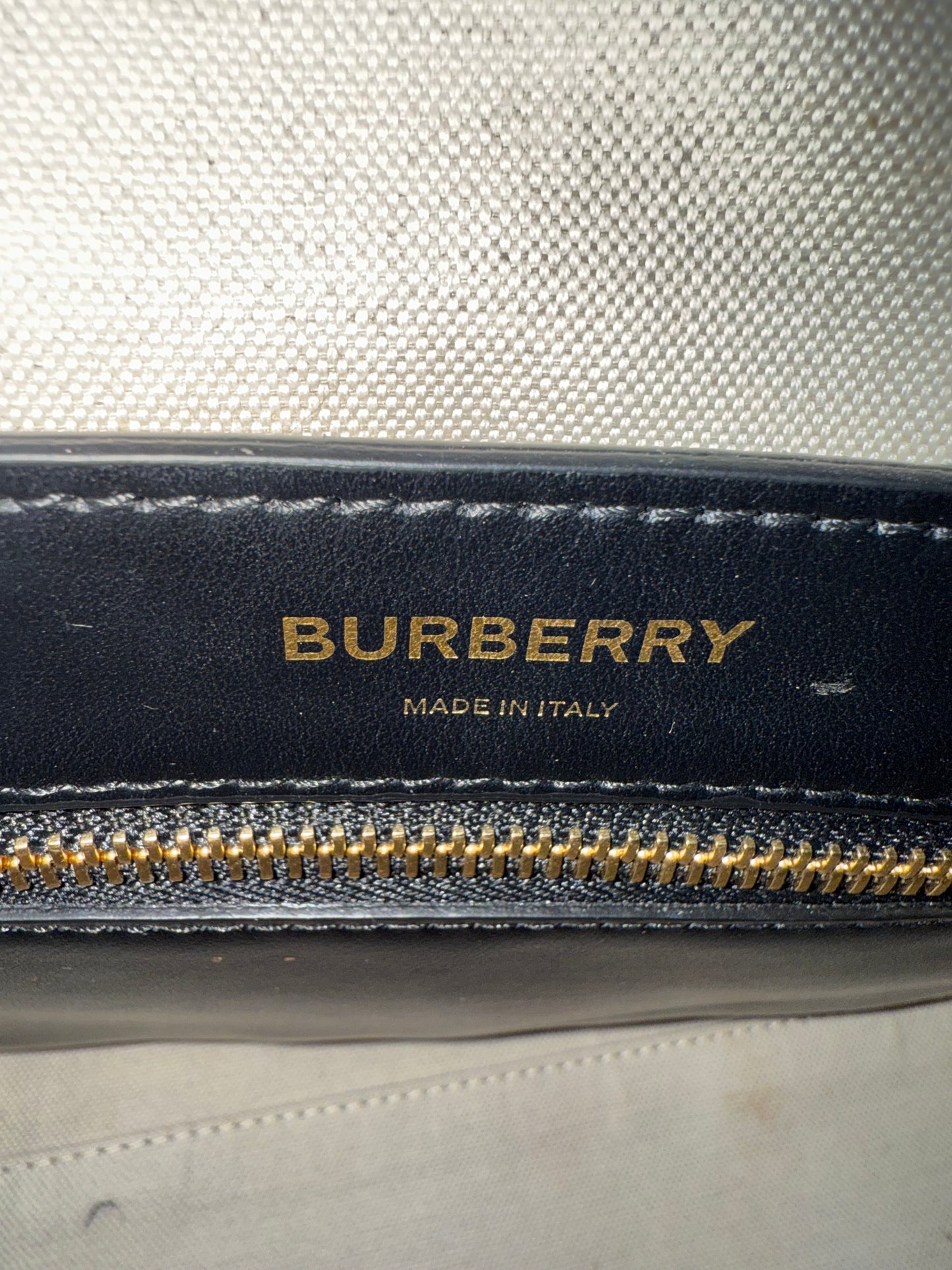 Burberry Woven Leather Book Tote Archive Beige