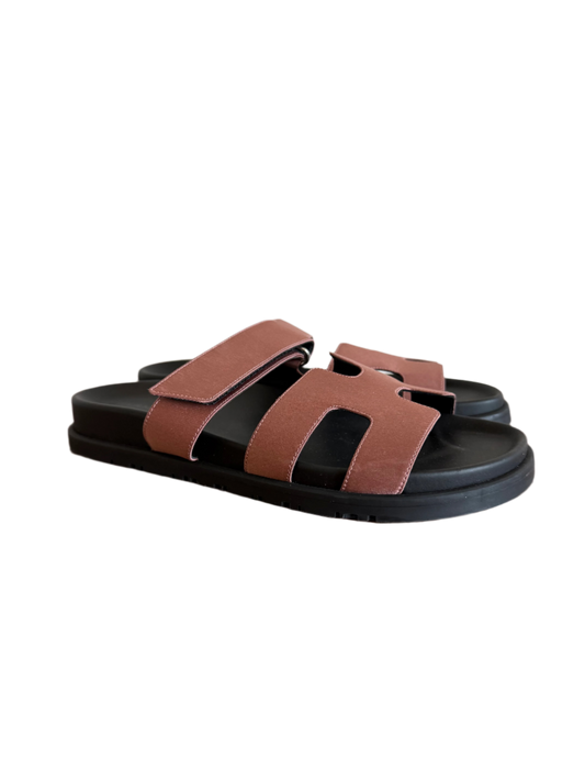 Hermes Cyphre Sandals Silk Brown