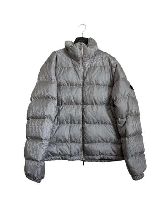 Dior Oblique Puffer Jacket Silver Grey