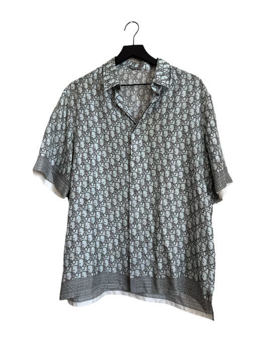Dior Diamond Oblique Silk Button Up SS Shirt